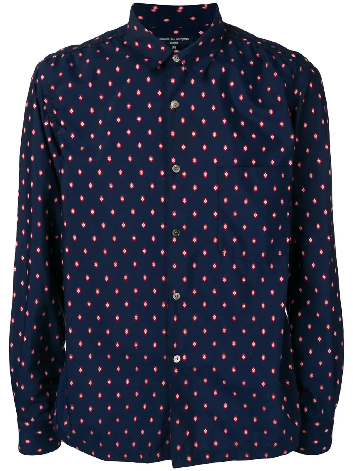 Comme Des Garçons Pre-Owned 幾何学的刺繍シャツ（ブルー） - 画像1