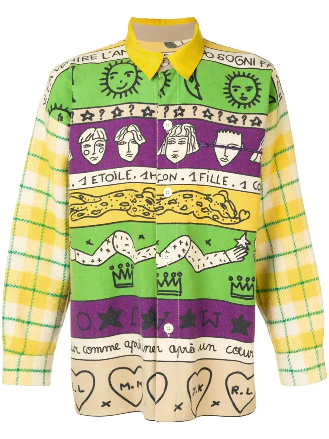 JC de Castelbajac Pre-Owned JC de Castelbajac Pre-Owned カットアウェイカラー プリントシャツ - イエローの商品画像
