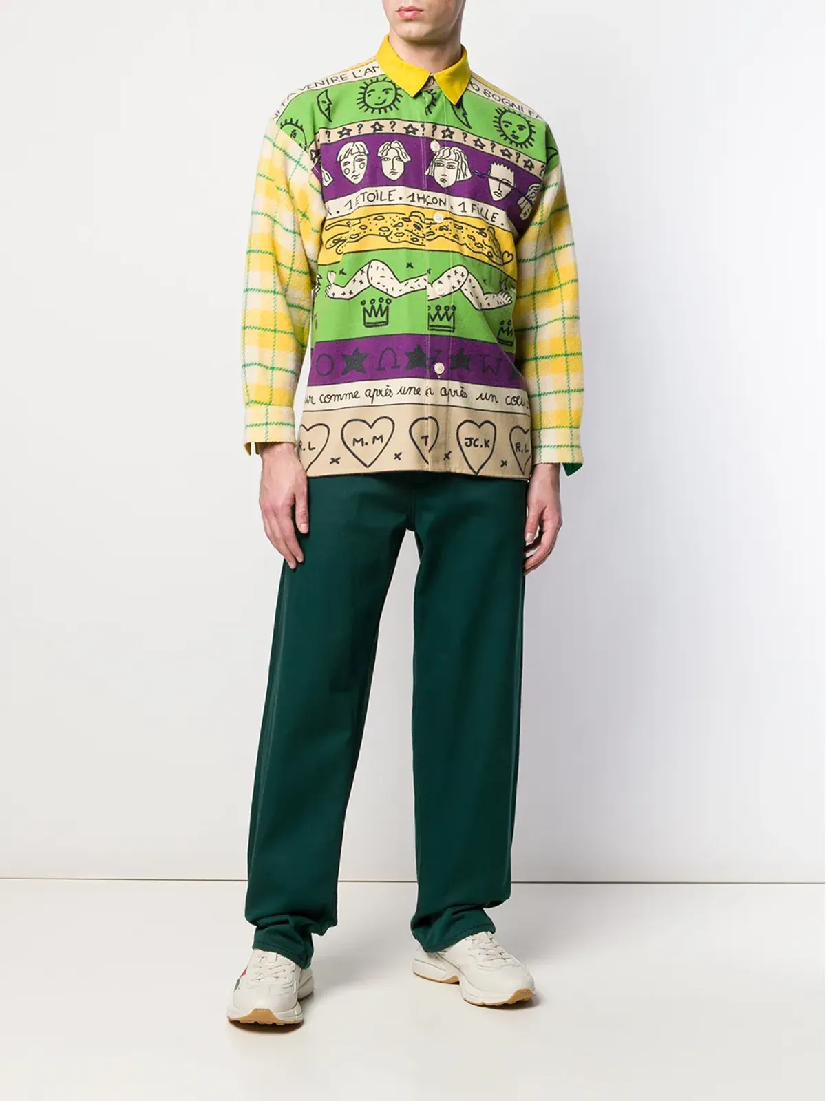 JC de Castelbajac Pre-Owned カットアウェイカラー プリントシャツ - イエロー - 画像2