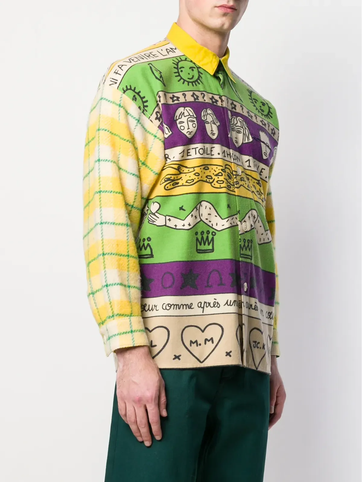 JC de Castelbajac Pre-Owned カットアウェイカラー プリントシャツ - イエロー - 画像3