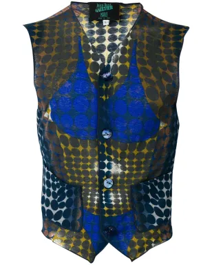 Jean Paul Gaultier Pre-Owned 1996 trompe l'oeil sheer waistcoat - Blue - サムネイル1
