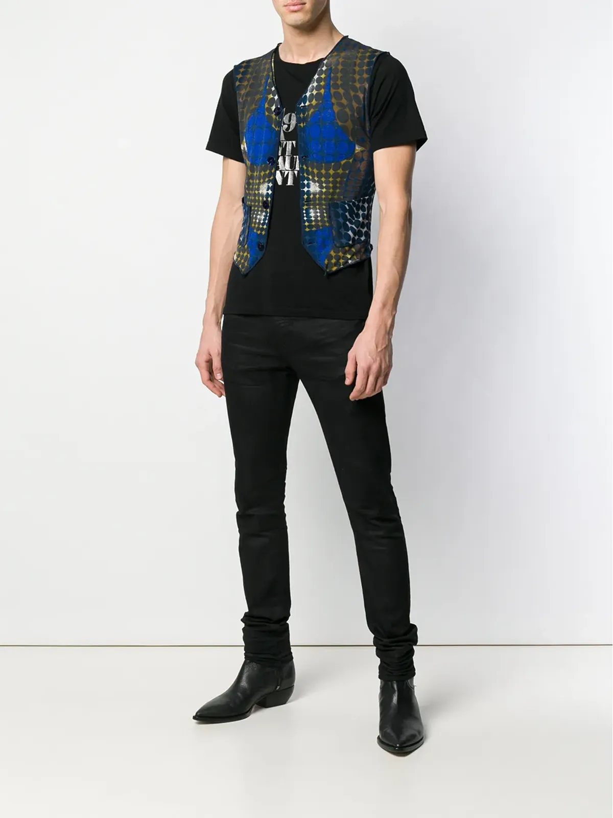 Jean Paul Gaultier Pre-Owned 1996 trompe l'oeil sheer waistcoat - Blue - 画像2