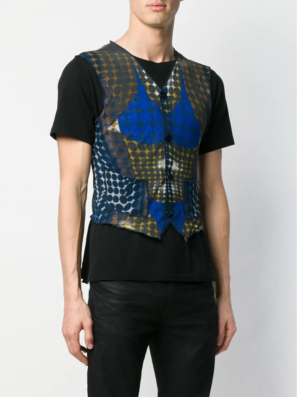 Jean Paul Gaultier Pre-Owned 1996 trompe l'oeil sheer waistcoat - Blue - 画像3