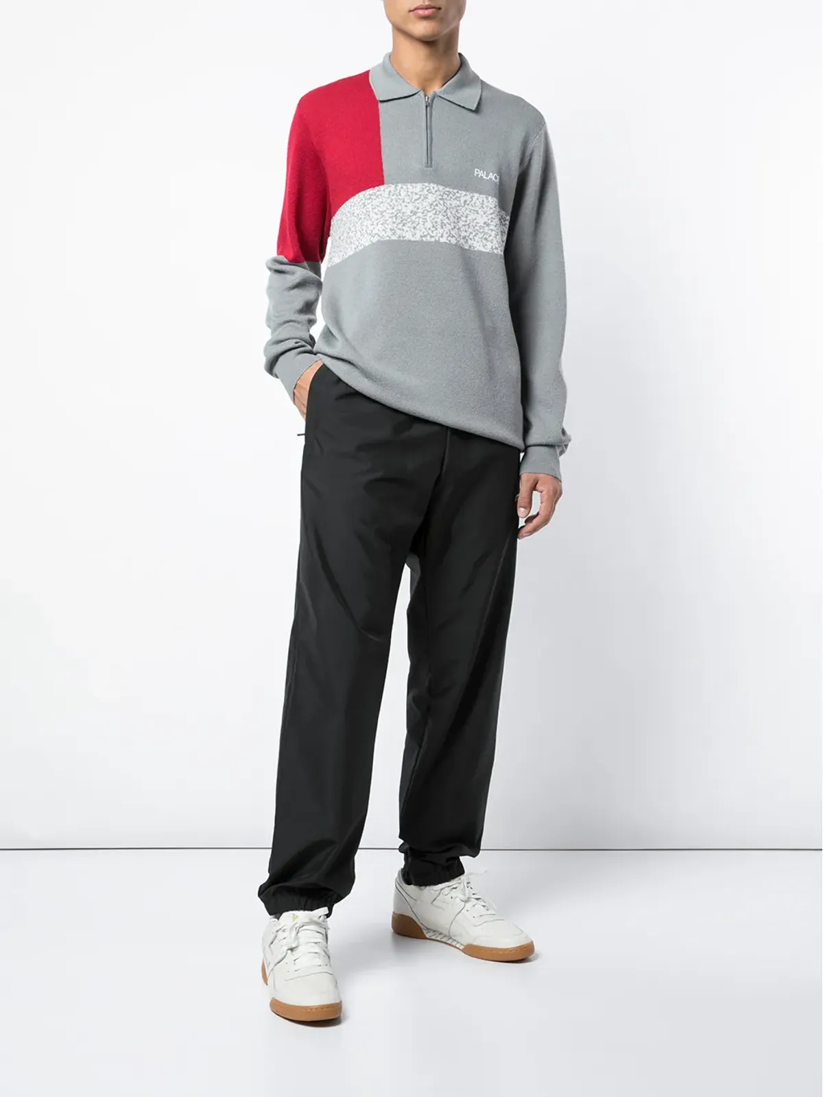 Palace カラーブロックジップ付きニットセーター - 画像2