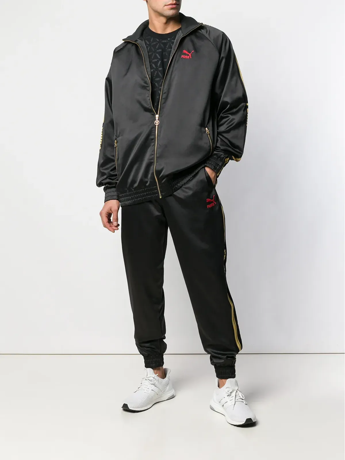 PUMA エンブロイダード ロゴ スポーツジャケット ブラック - 画像2