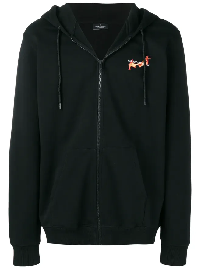 COUNTY OF MILAN COUNTY OF MILAN Marcelo Burlon x Muhammad Ali 炎のバスケットボール フーディ - ブラックの商品画像