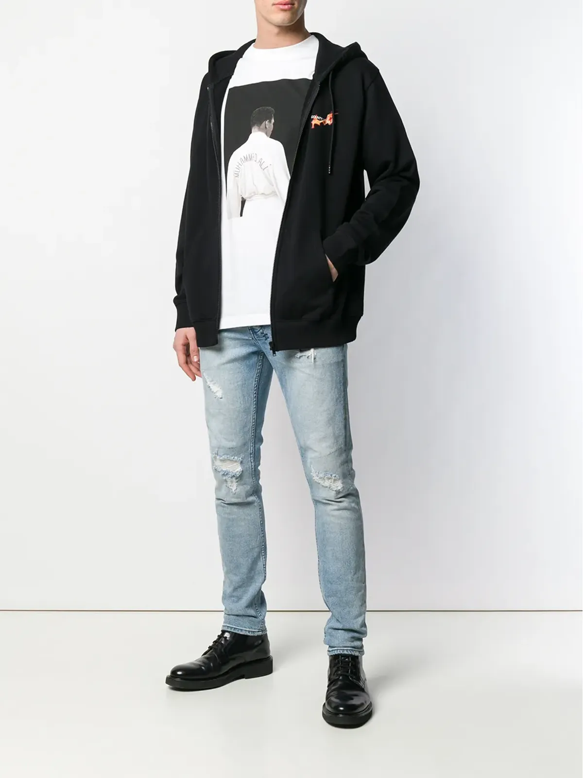 COUNTY OF MILAN Marcelo Burlon x Muhammad Ali 炎のバスケットボール フーディ - ブラック - 画像2