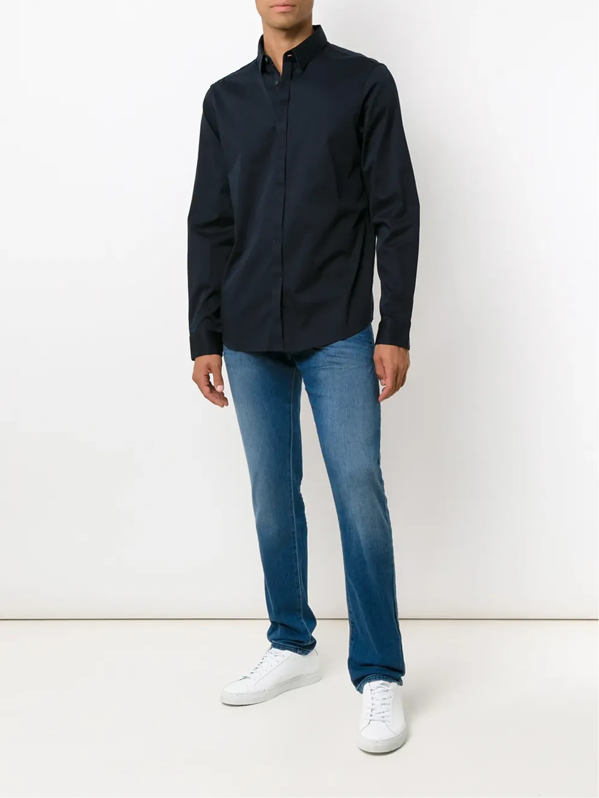 Armani Exchange 前立てが隠れたシャツ - ブルー - 画像2