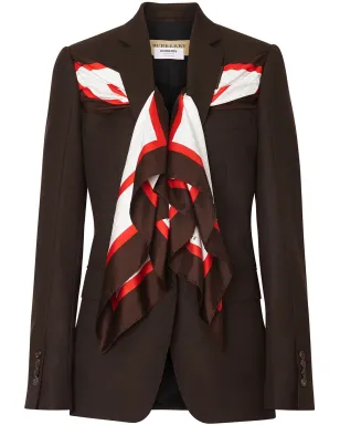 Burberry シルクスカーフディテール ウール テーラードジャケット - サムネイル1