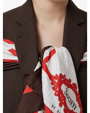 Burberry シルクスカーフディテール ウール テーラードジャケット - サムネイル5