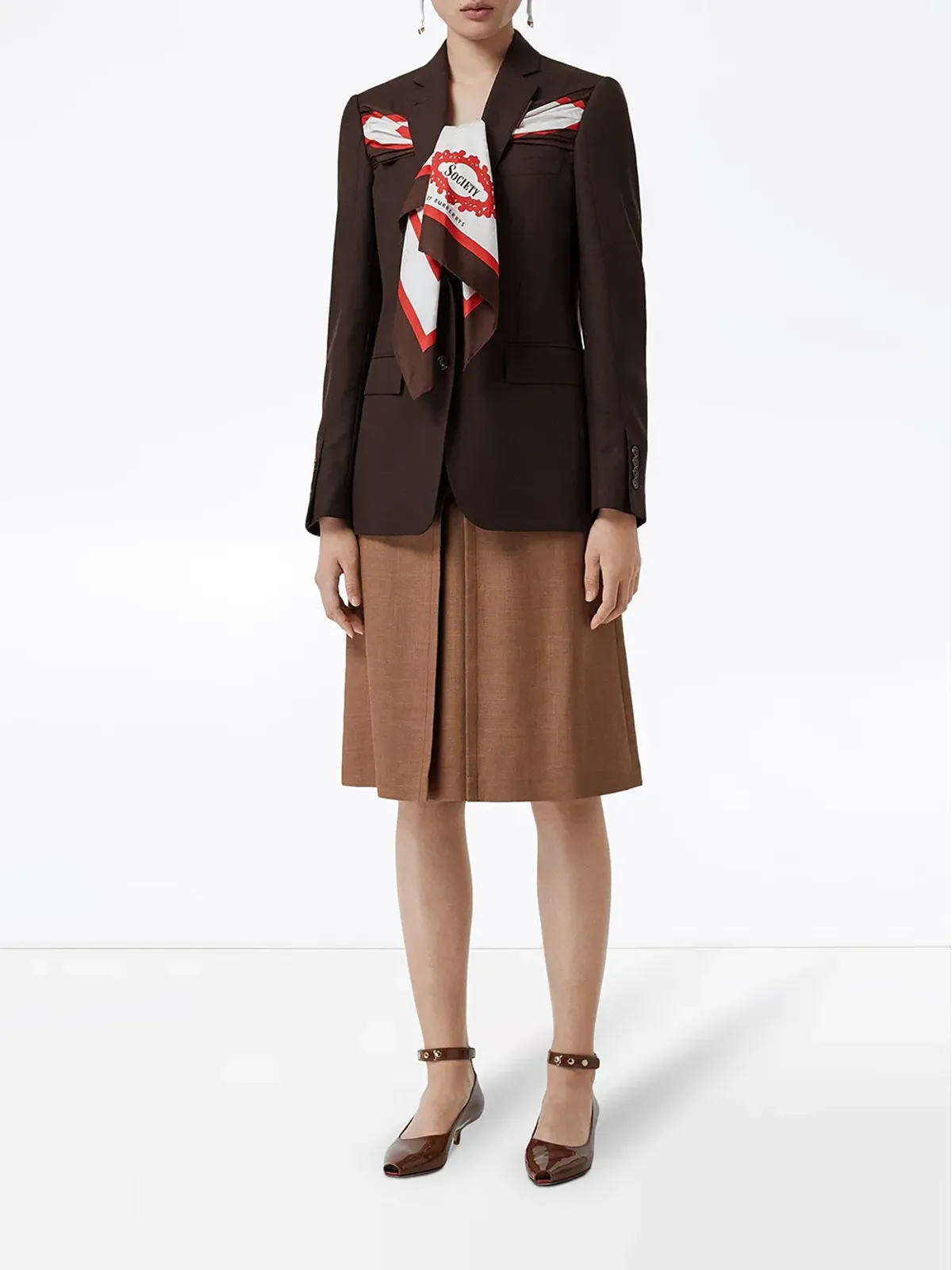 Burberry シルクスカーフディテール ウール テーラードジャケット - 画像2