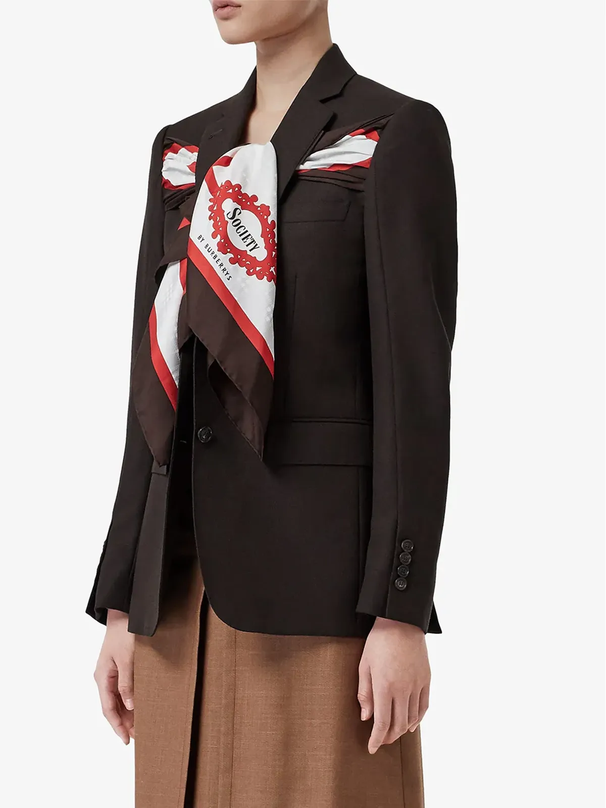 Burberry シルクスカーフディテール ウール テーラードジャケット - 画像3