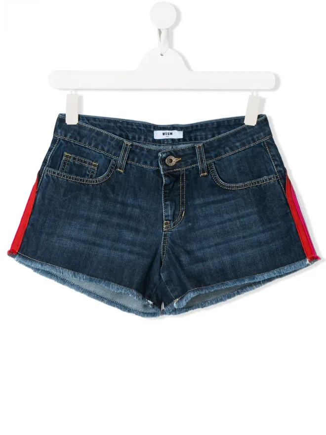 MSGM Kids MSGM Kids ティーン ロゴストライプ デニムショーツ - ブルーの商品画像