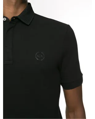 Armani Exchange トーンロゴ入りスリムフィットポロシャツ - ブラック - サムネイル5