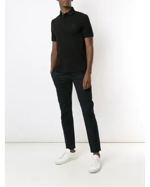 Armani Exchange トーンロゴ入りスリムフィットポロシャツ - ブラック - サムネイル2