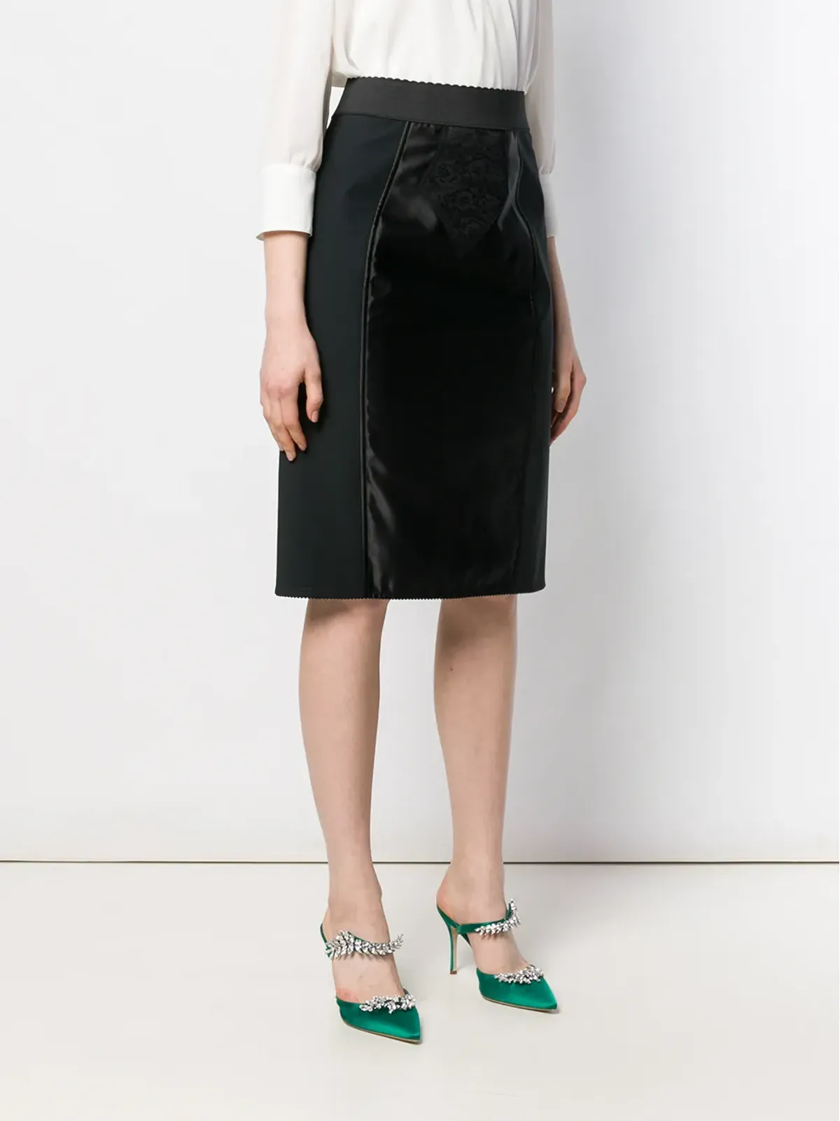Dolce & Gabbana パワーネットサテン ミディスカート - ブラック - 画像3