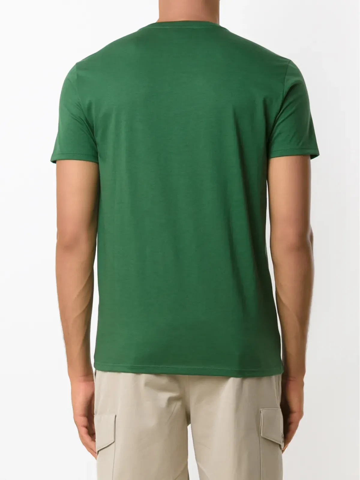 Lacoste ロゴ刺繍入り コットン Vネック Tシャツ グリーン - 画像4