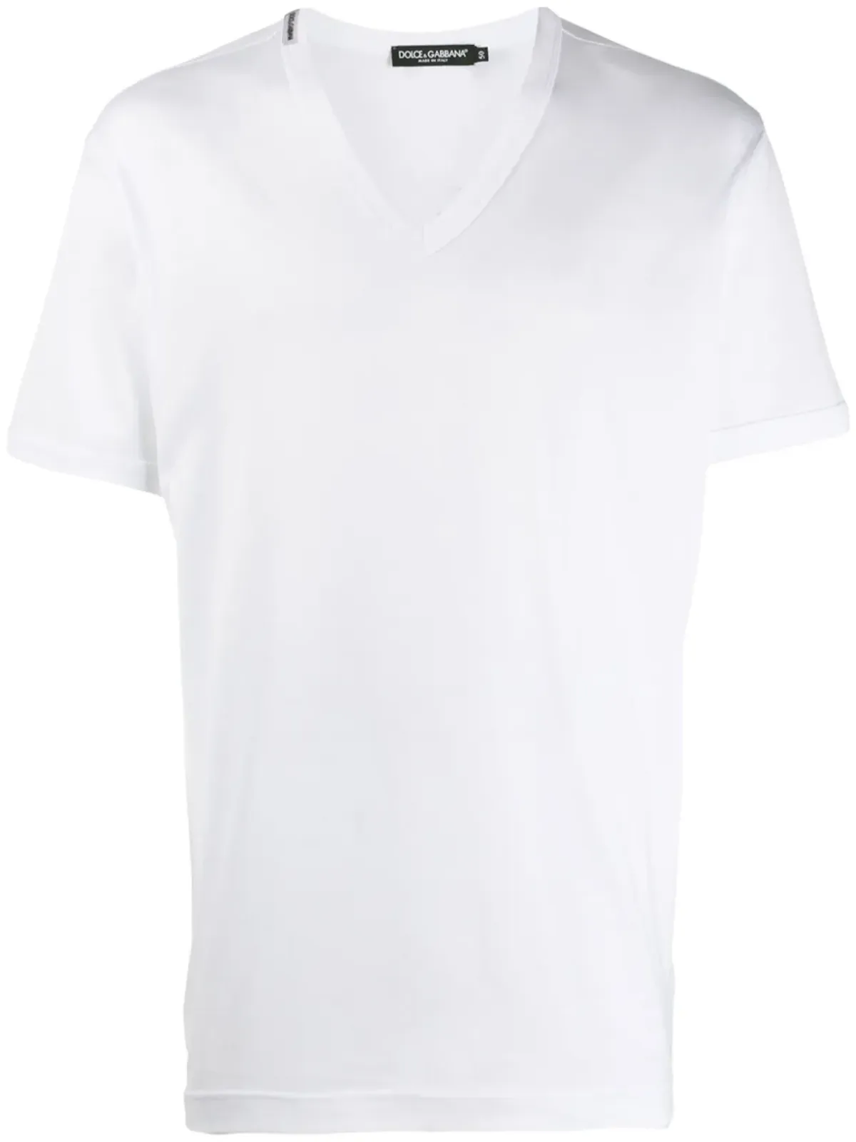 Dolce & Gabbana Vネック コットン Tシャツ - ホワイト - 画像1