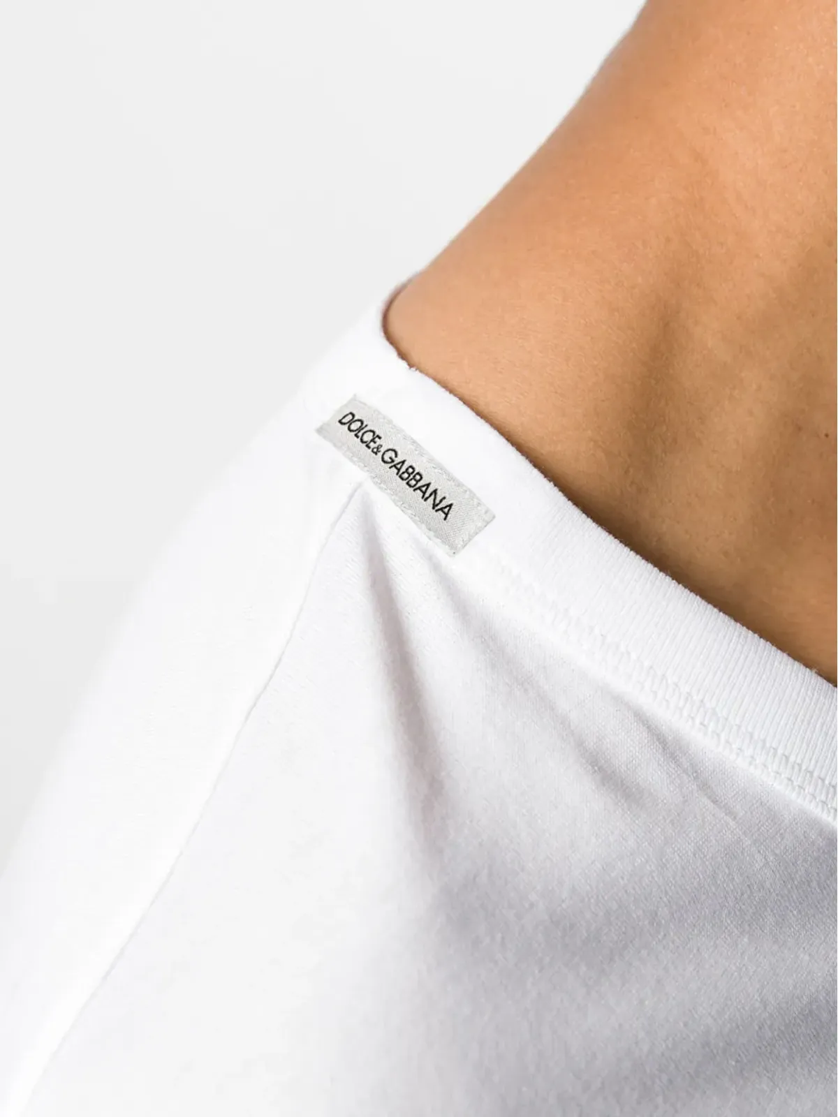 Dolce & Gabbana Vネック コットン Tシャツ - ホワイト - 画像5