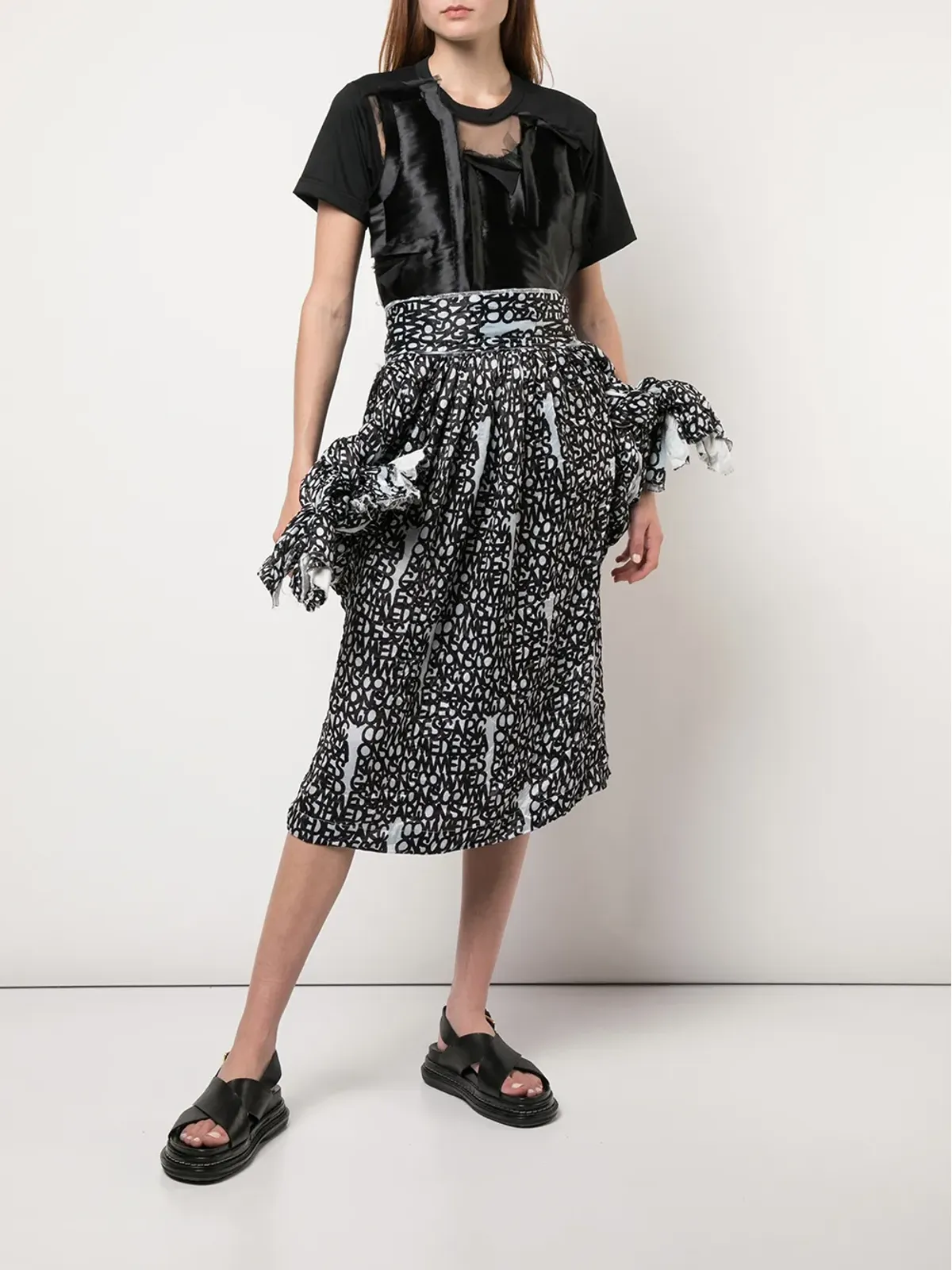 Comme Des Garçons Dパターン結び紐付きジャンパースカート - ブラック - 画像2