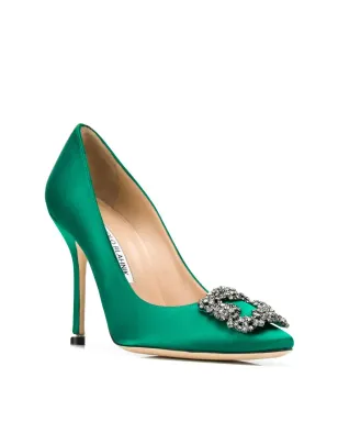 Manolo Blahnik ハンギシ サテンパンプス - グリーン - サムネイル2