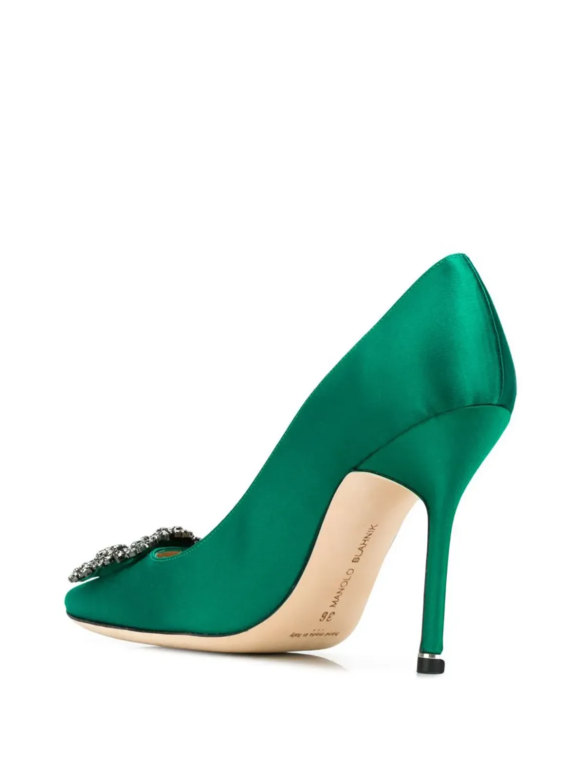 Manolo Blahnik ハンギシ サテンパンプス - グリーン - 画像3