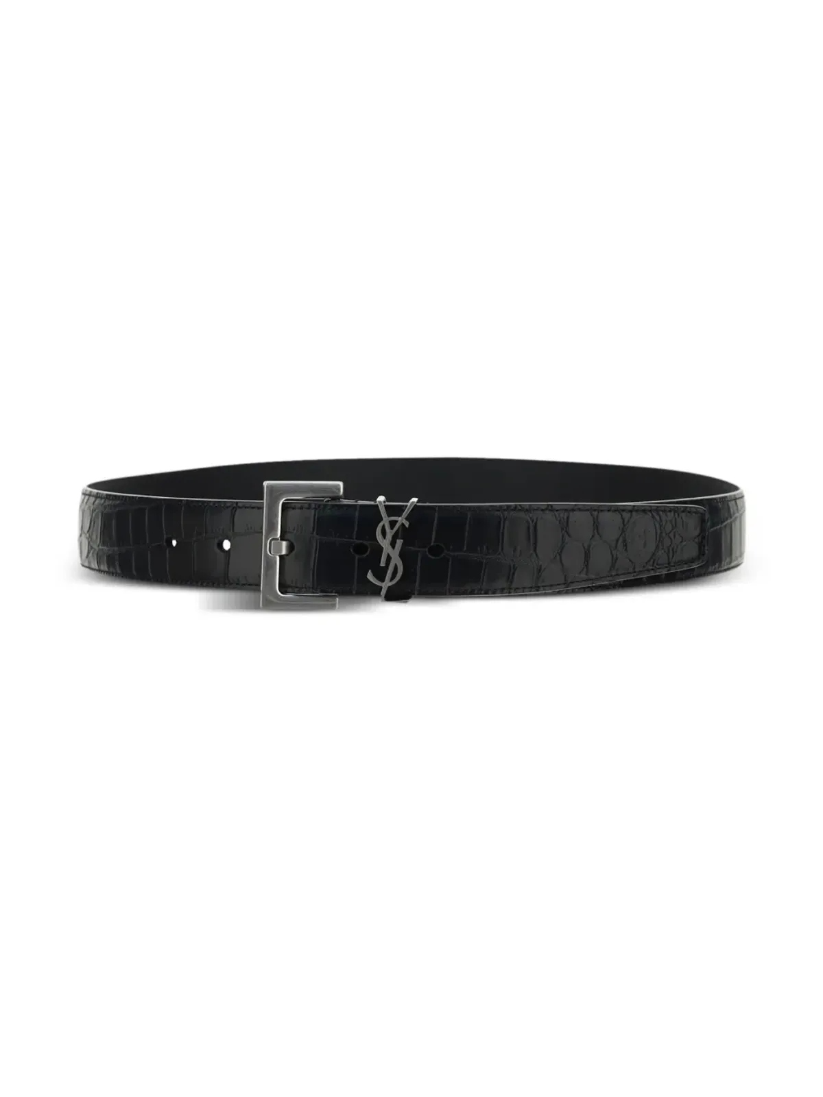 Saint Laurent モノグラム クロコダイルエンボス ベルト - 画像2