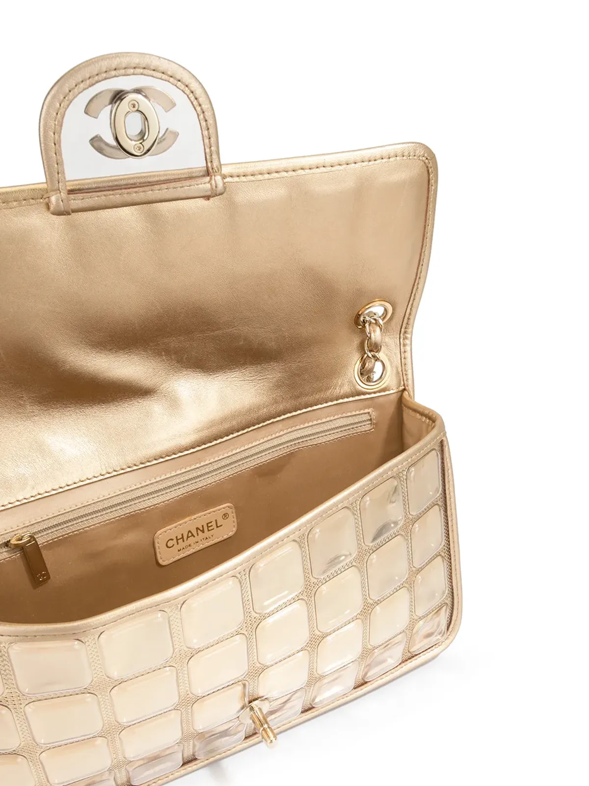CHANEL ビンテージ Ice Cube CC ロゴ チェーンショルダーバッグ - ゴールド - 画像5