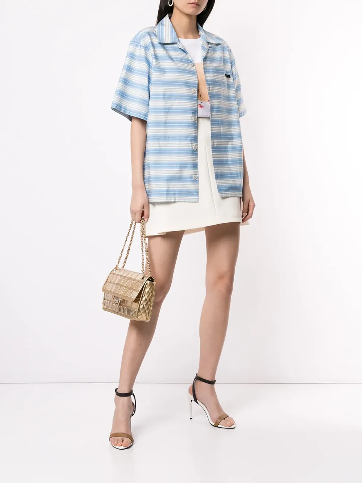 CHANEL ビンテージ Ice Cube CC ロゴ チェーンショルダーバッグ - ゴールド - 画像2