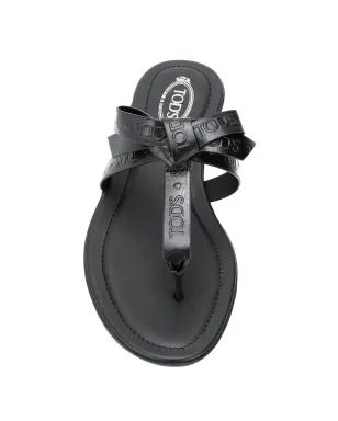 Tod's エンボスロゴ フラットサンダル - ブラック - サムネイル4