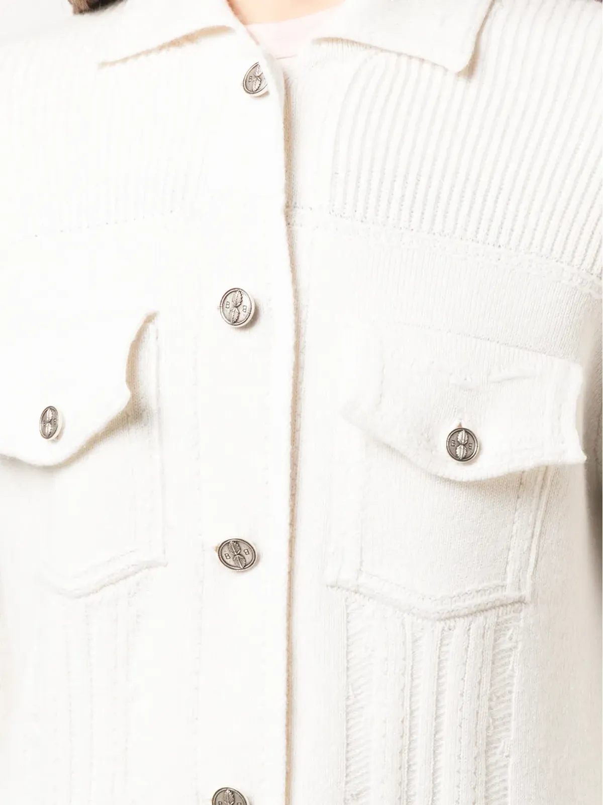 Barrie コントラストステッチニットジャケット - White - 画像5