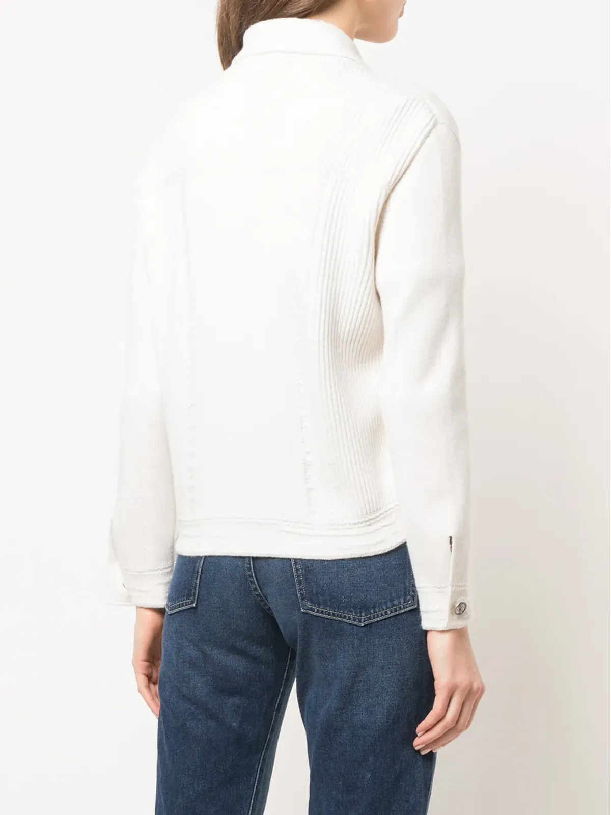 Barrie コントラストステッチニットジャケット - White - 画像4