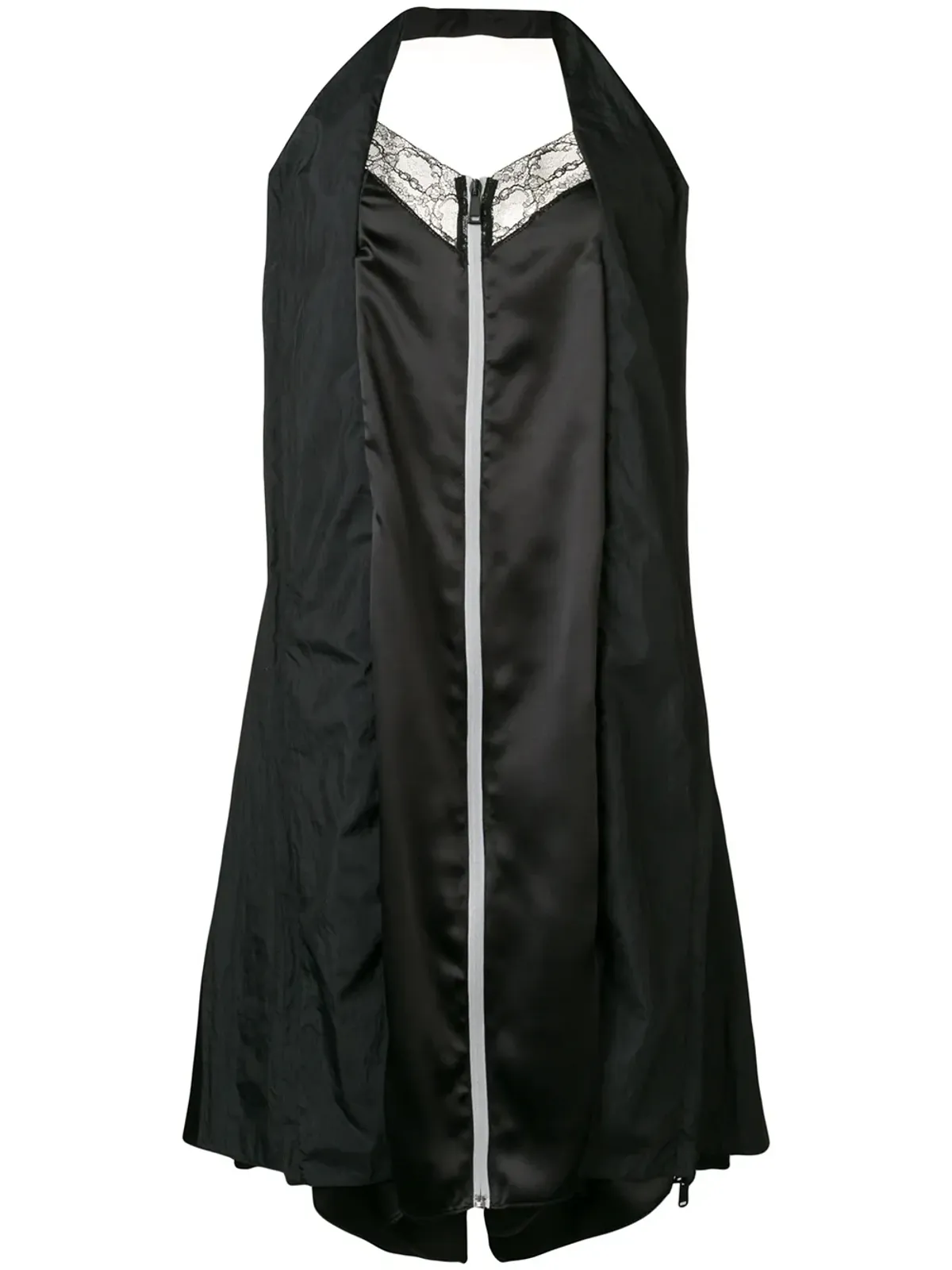 Maison Margiela ジップフロント ホルター スリップドレス ブラック - 画像1
