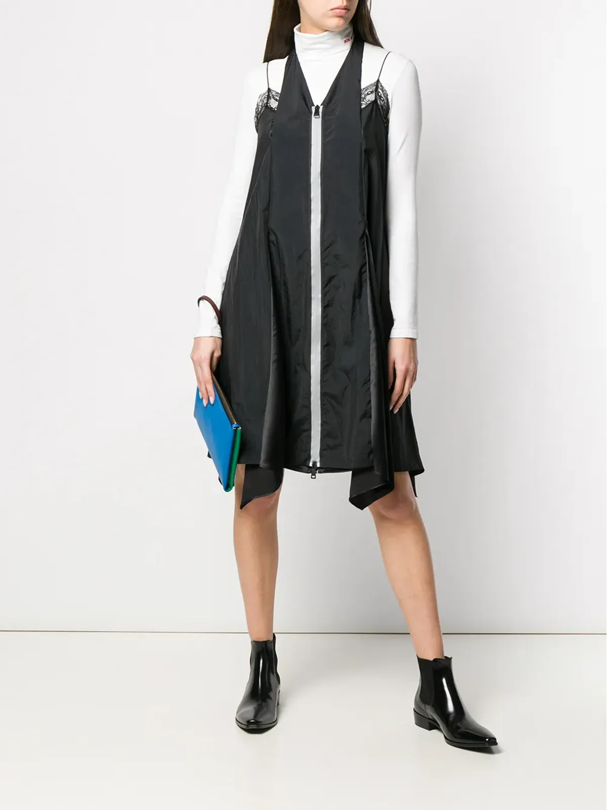 Maison Margiela ジップフロント ホルター スリップドレス ブラック - 画像2