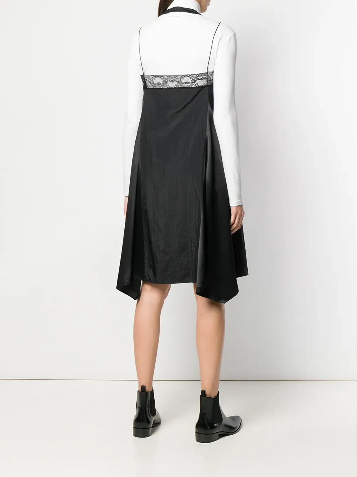Maison Margiela ジップフロント ホルター スリップドレス ブラック - 画像4