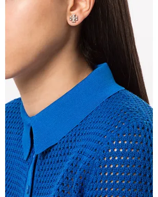 Tory Burch クリスタル装飾ロゴイヤリング - シルバー - サムネイル2
