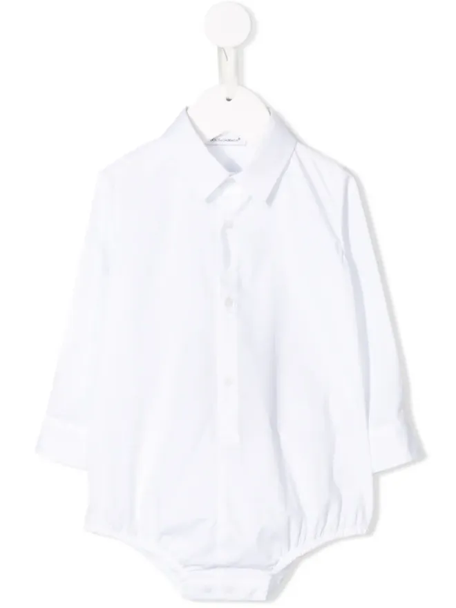 Dolce & Gabbana Kids Dolce & Gabbana Kids ポプリンシャツボディスーツ - Whiteの商品画像