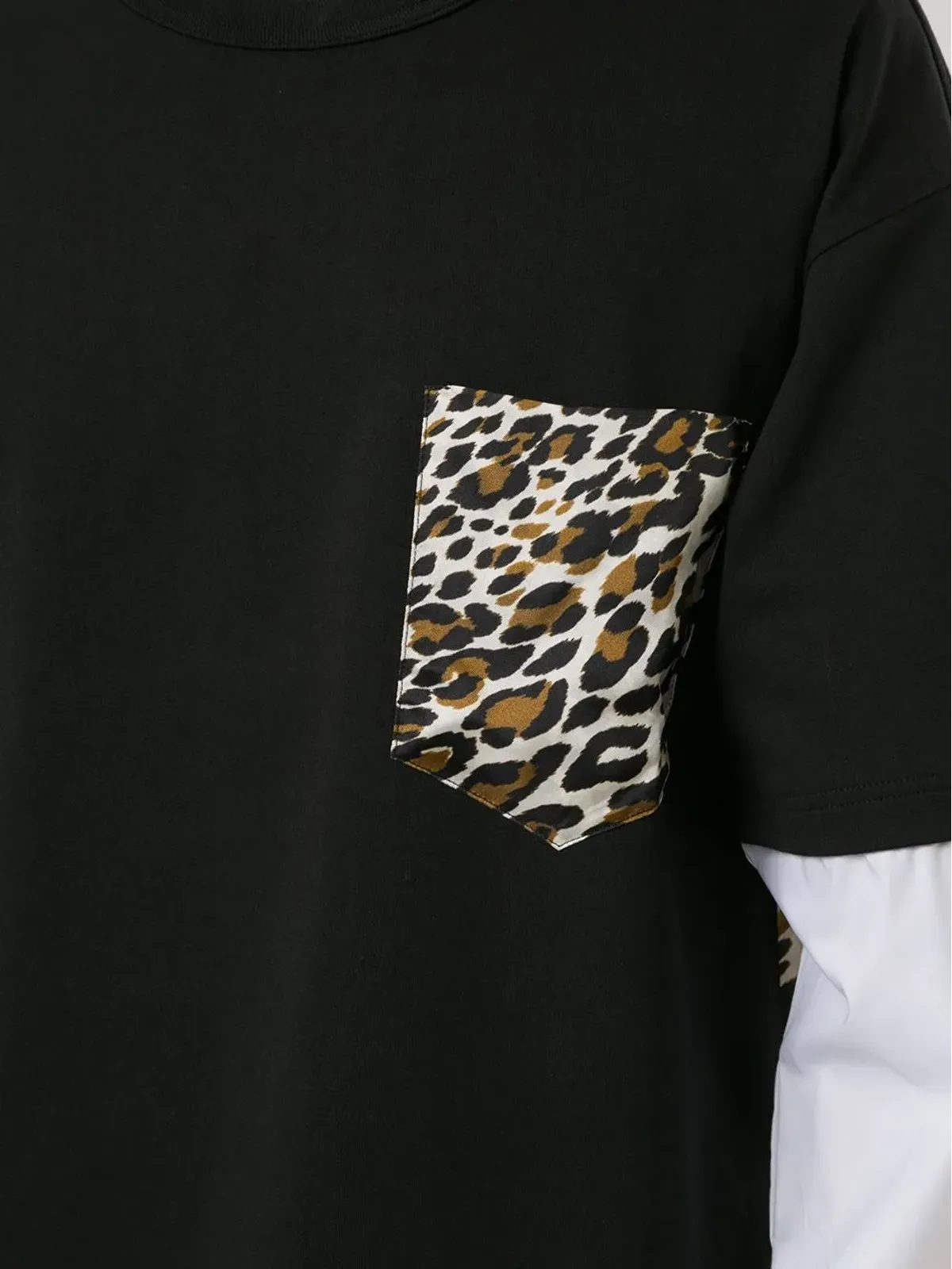 Roberto Cavalli レオパード柄パネルTシャツ ブラック - 画像5