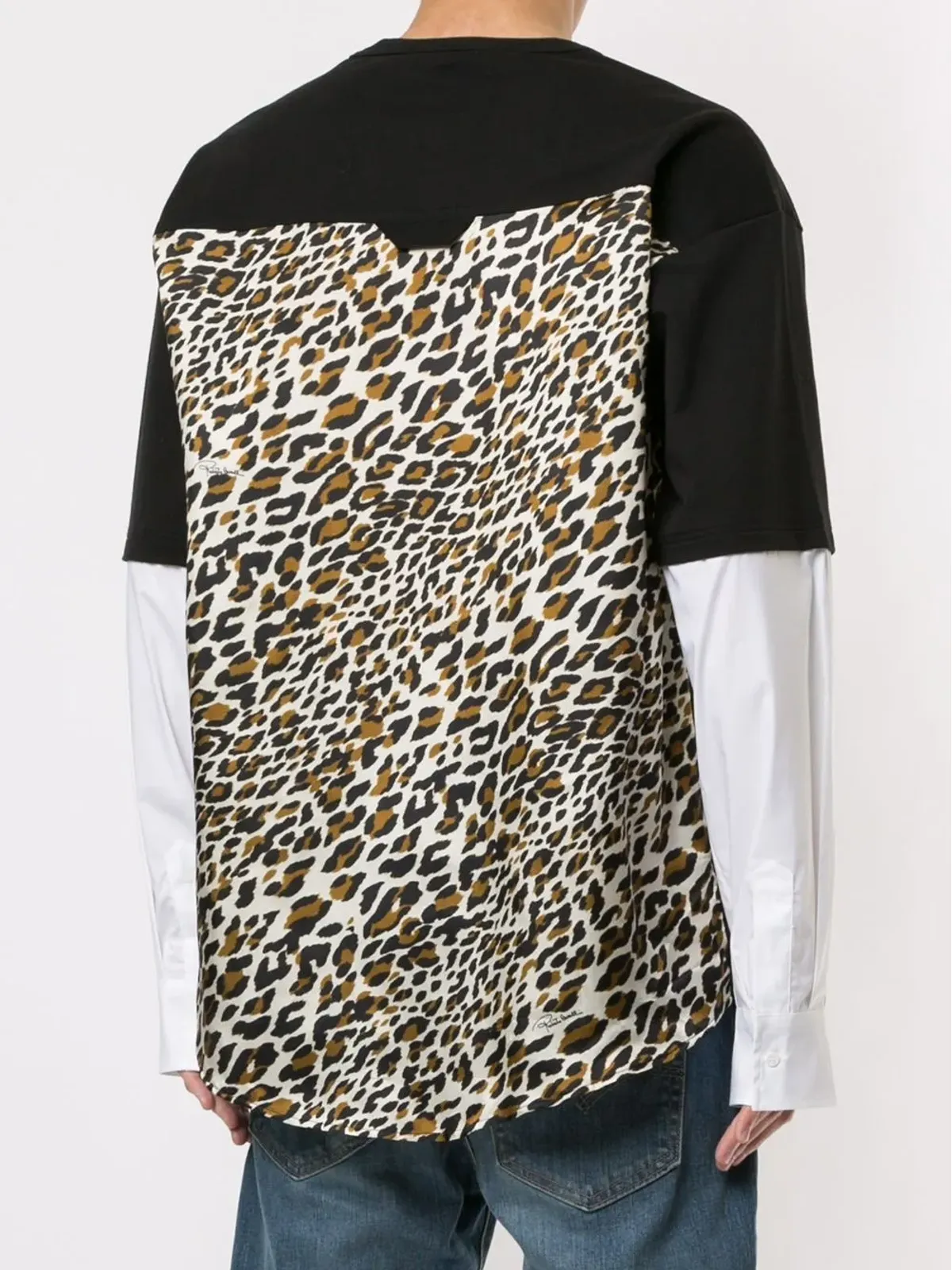 Roberto Cavalli レオパード柄パネルTシャツ ブラック - 画像4