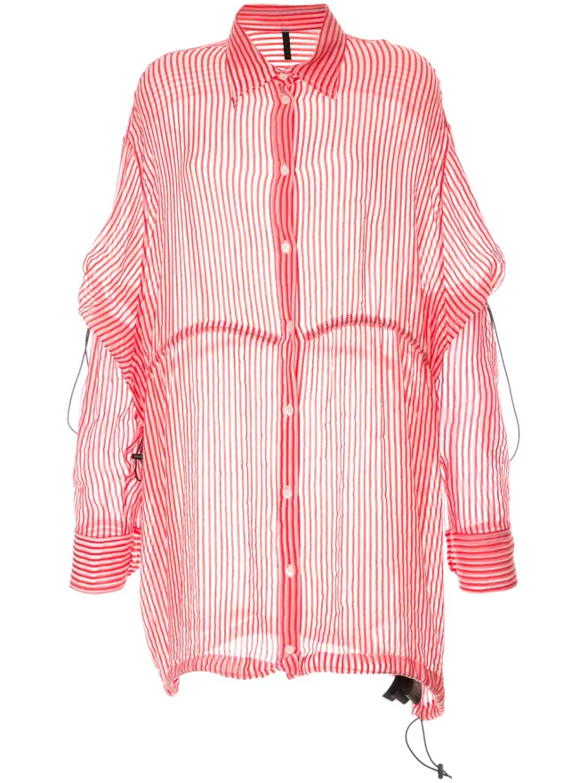 UNRAVEL PROJECT UNRAVEL PROJECT ストライプ柄ドローストリングオーバーシャツの商品画像