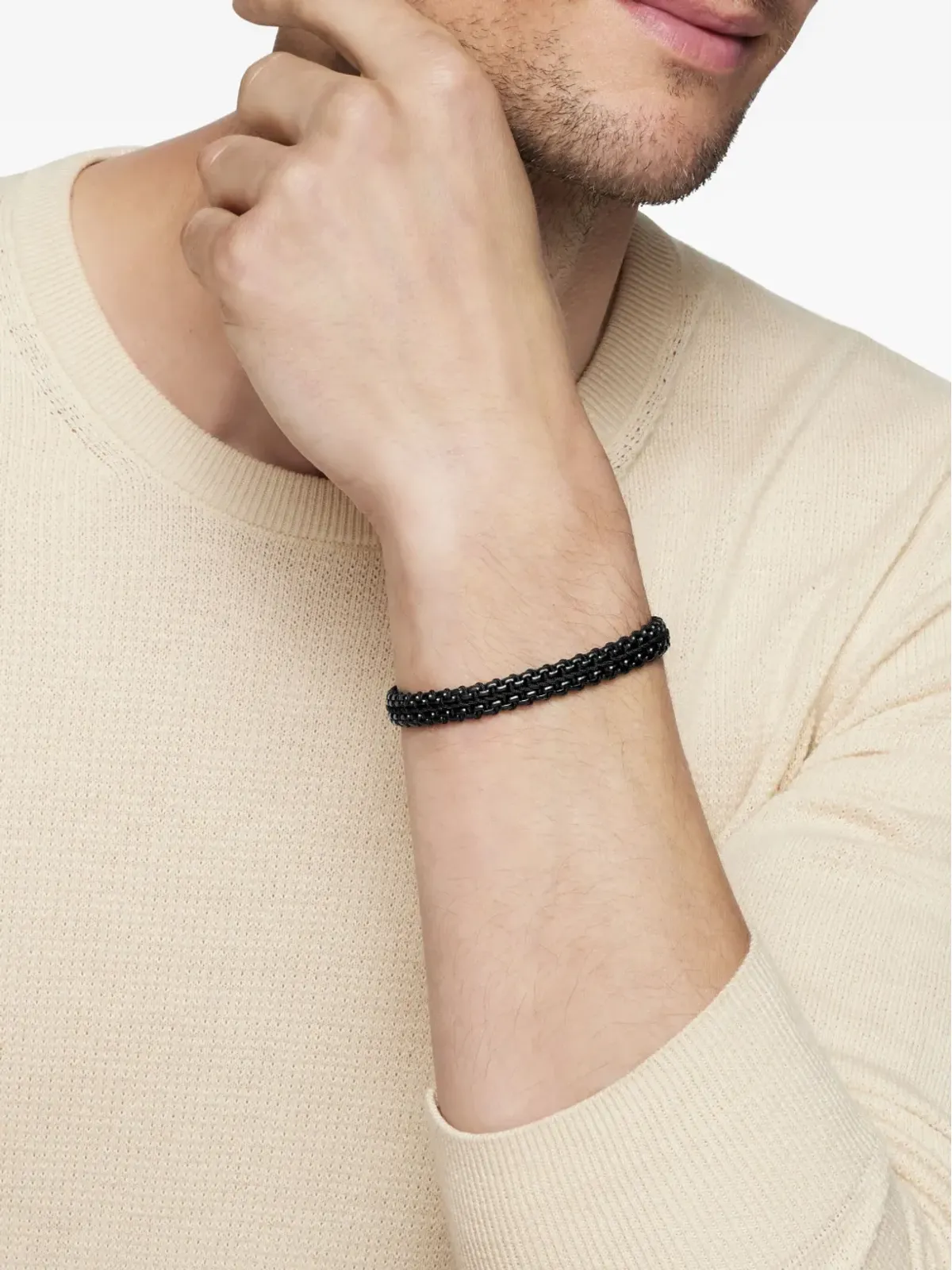 David Yurman sterling silver Woven Box Chain bracelet - Black - 画像3