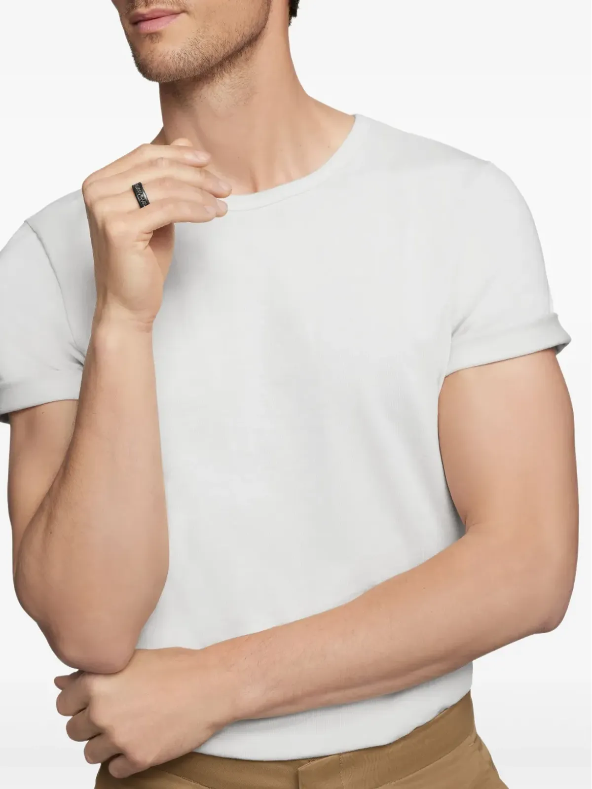 David Yurman ストリームライン ツーロウ ダイヤモンド バンド リング - 画像2