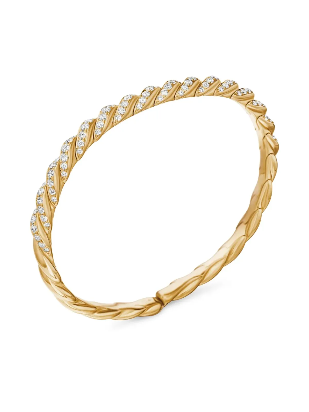 David Yurman 18K イエローゴールド スカルプテッド・ケーブル・フレックス ブレスレット - 画像5