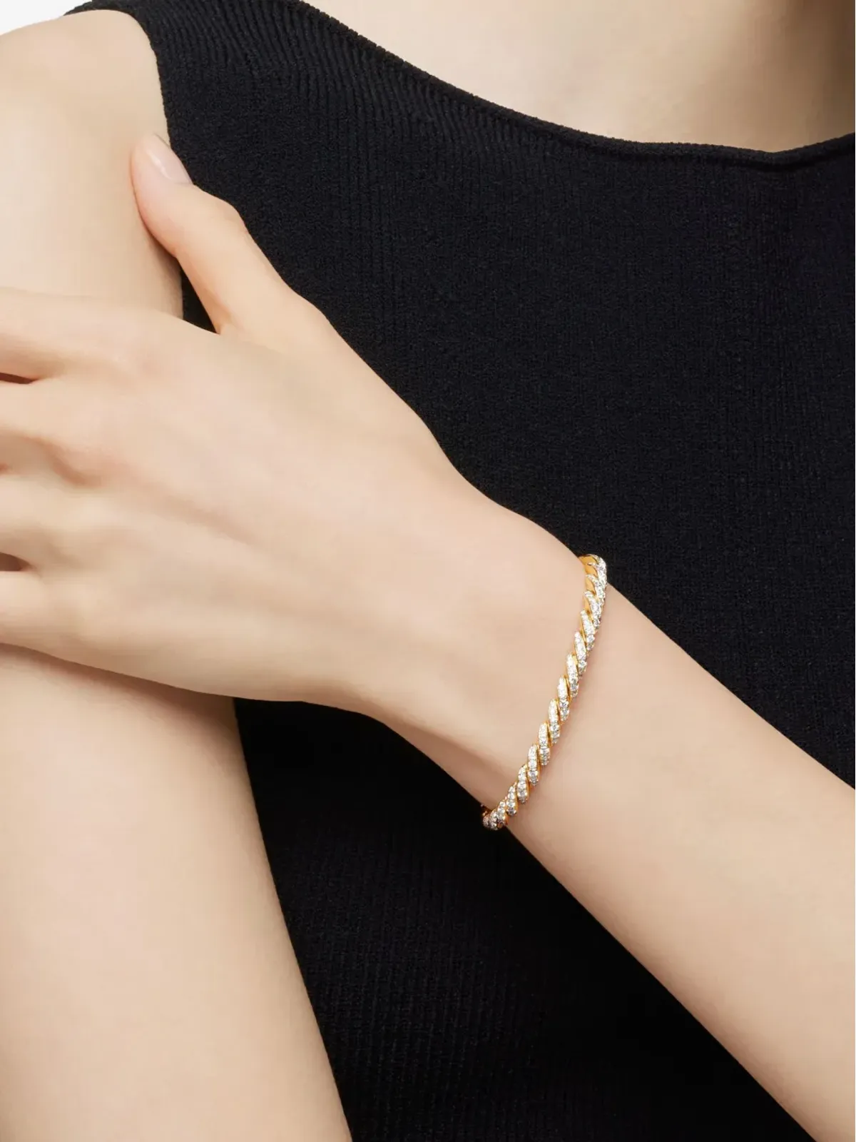 David Yurman 18K イエローゴールド スカルプテッド・ケーブル・フレックス ブレスレット - 画像3
