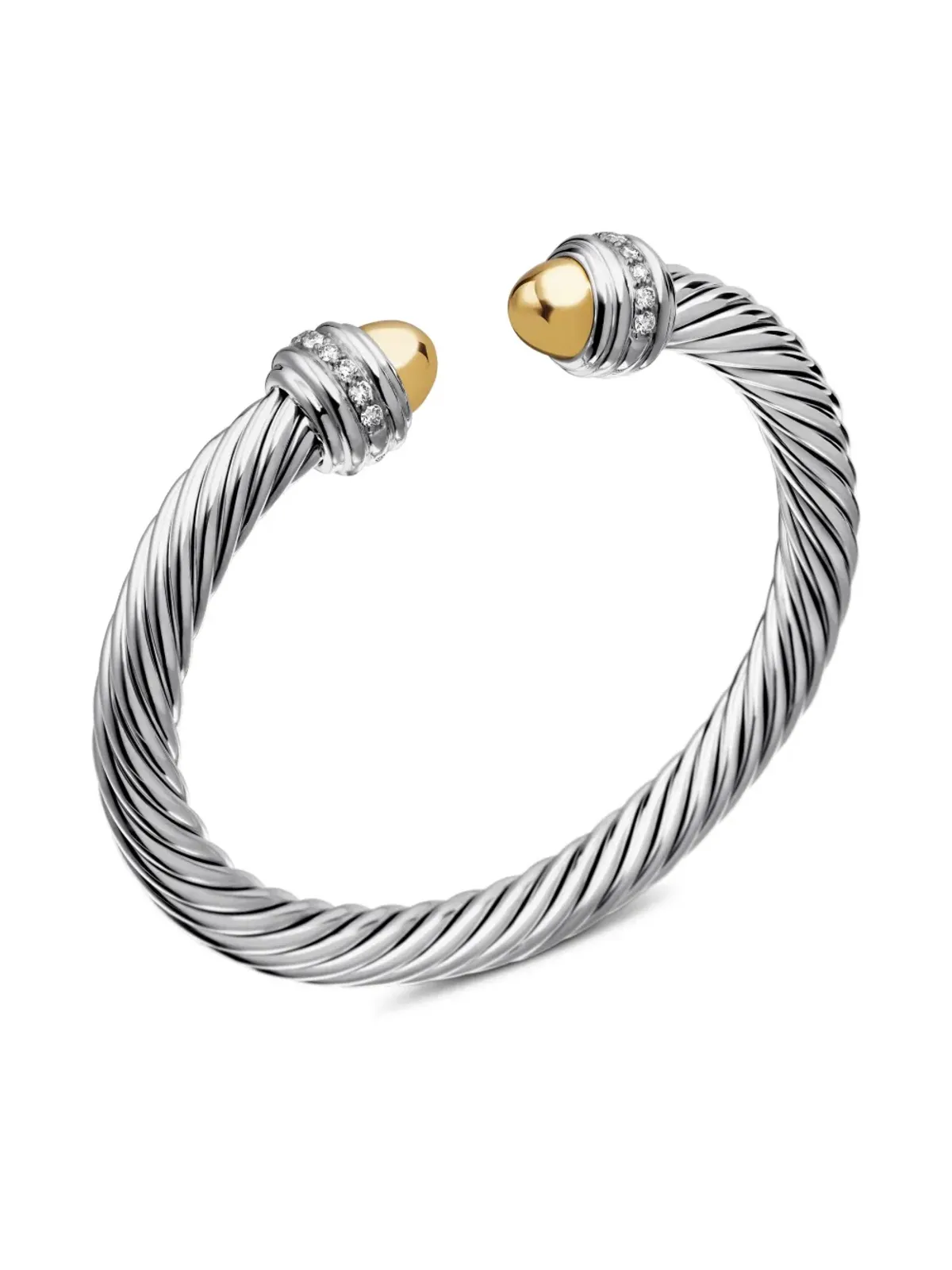 David Yurman 14kt yellow gold and sterling silver Classic Cable diamond bracelet - 画像5
