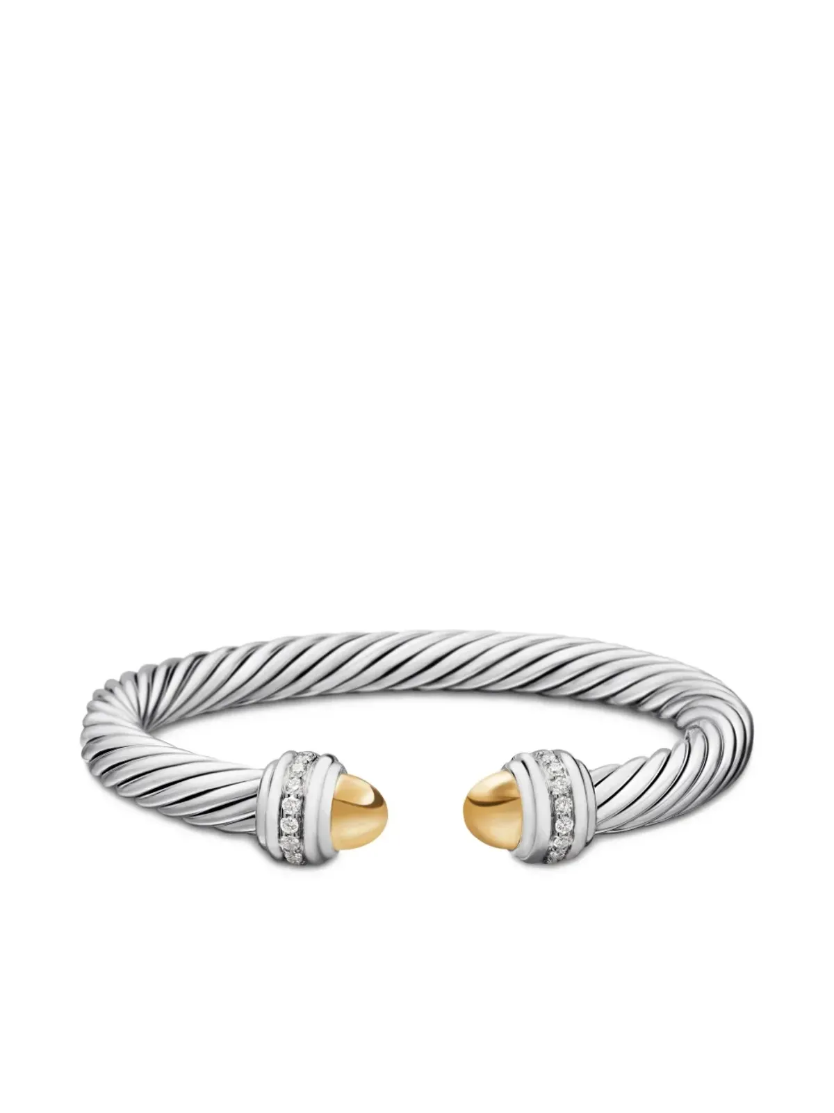 David Yurman 14kt yellow gold and sterling silver Classic Cable diamond bracelet - 画像4