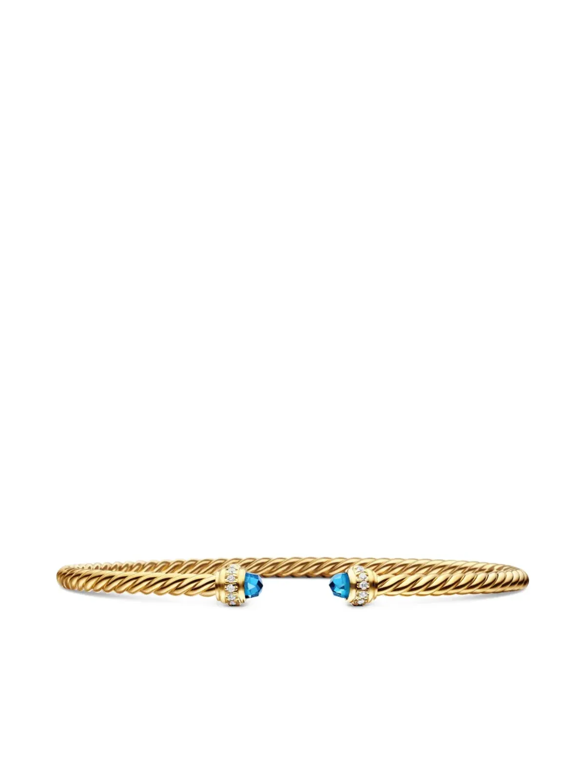 David Yurman 18Kイエローゴールド ケーブルスパイラ トパーズとダイヤモンド ブレスレット - 画像1