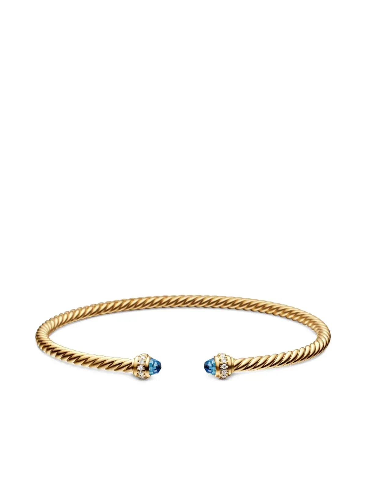 David Yurman 18Kイエローゴールド ケーブルスパイラ トパーズとダイヤモンド ブレスレット - 画像5