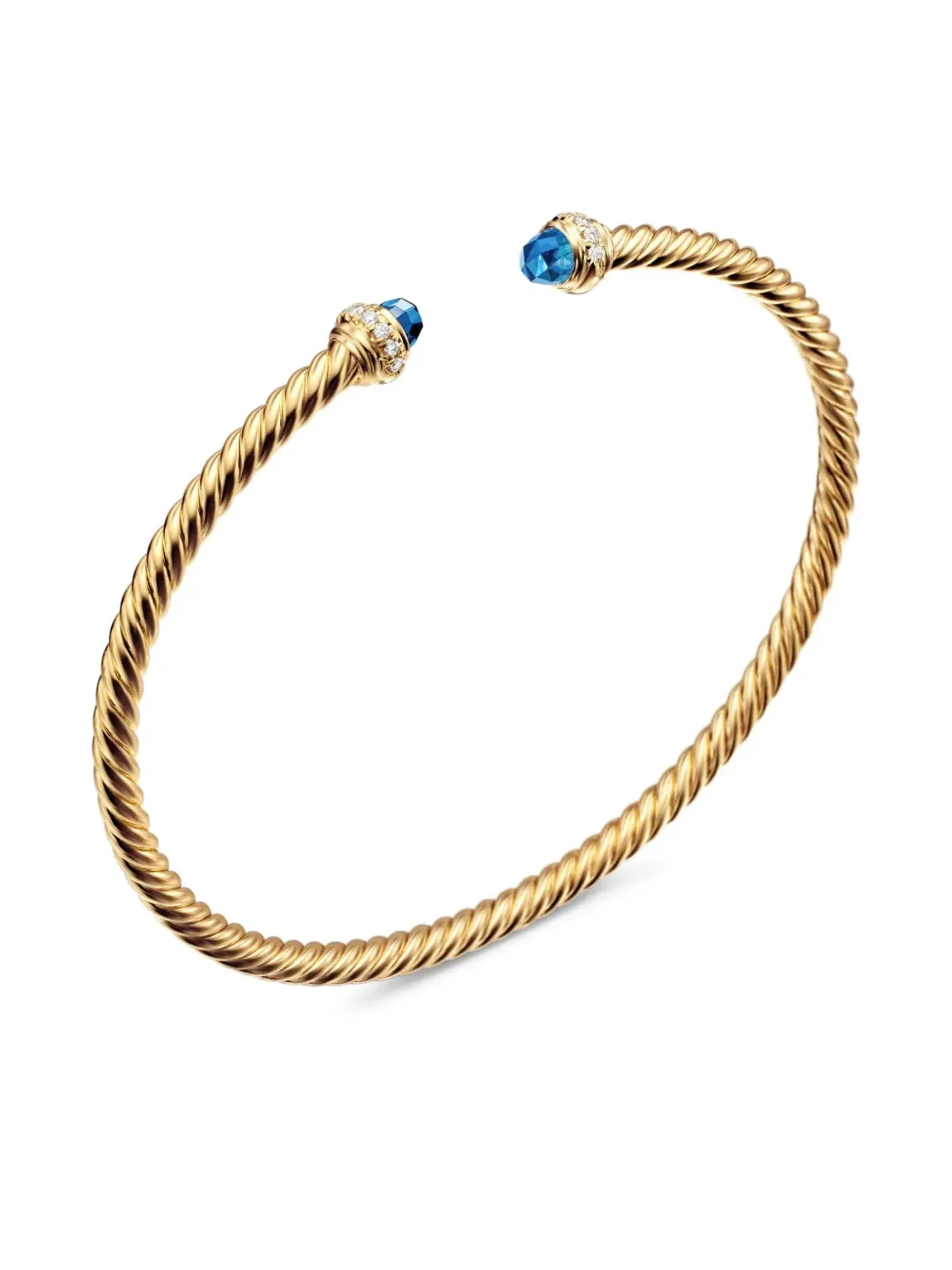 David Yurman 18Kイエローゴールド ケーブルスパイラ トパーズとダイヤモンド ブレスレット - 画像4