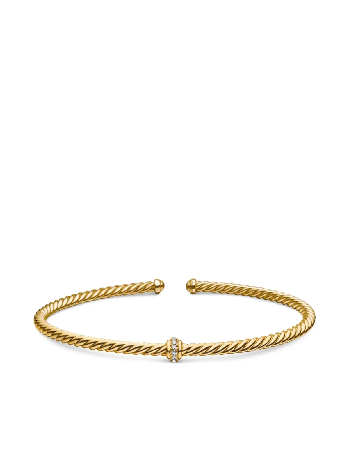 David Yurman 18kt イエローゴールド クラシック ケーブルスパラステーション ダイヤモンド ブレスレット - 画像5